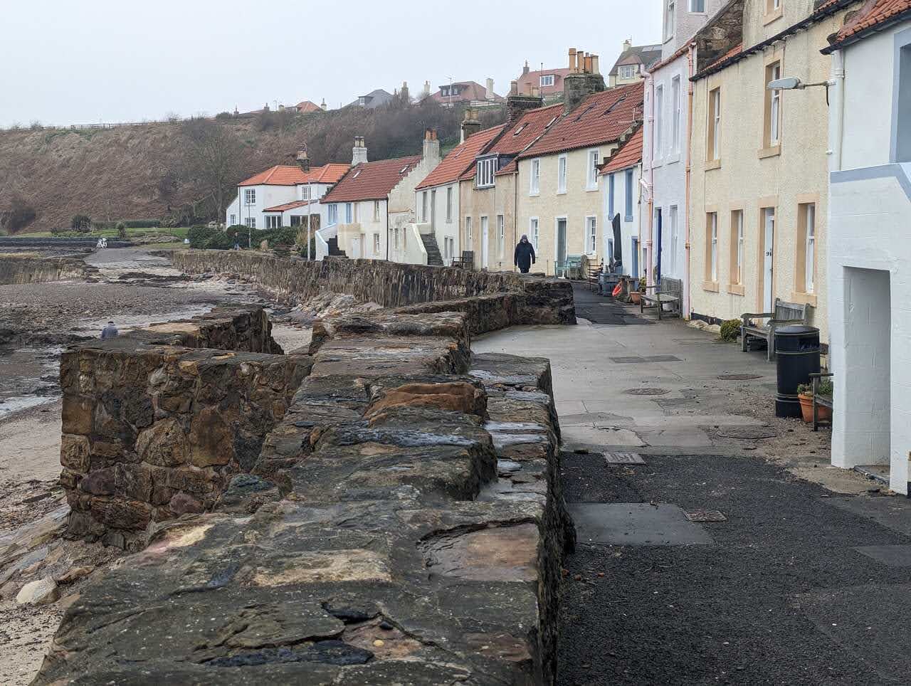 A row of old cottages along the shore at Pittenweem