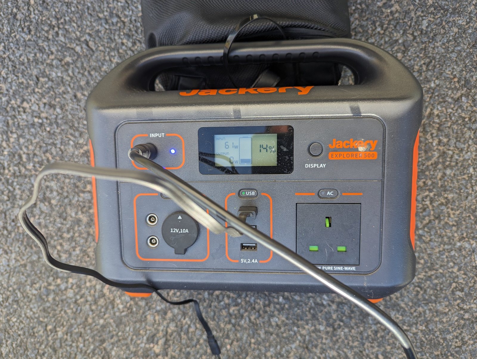 The output sockets and ports on the power station.