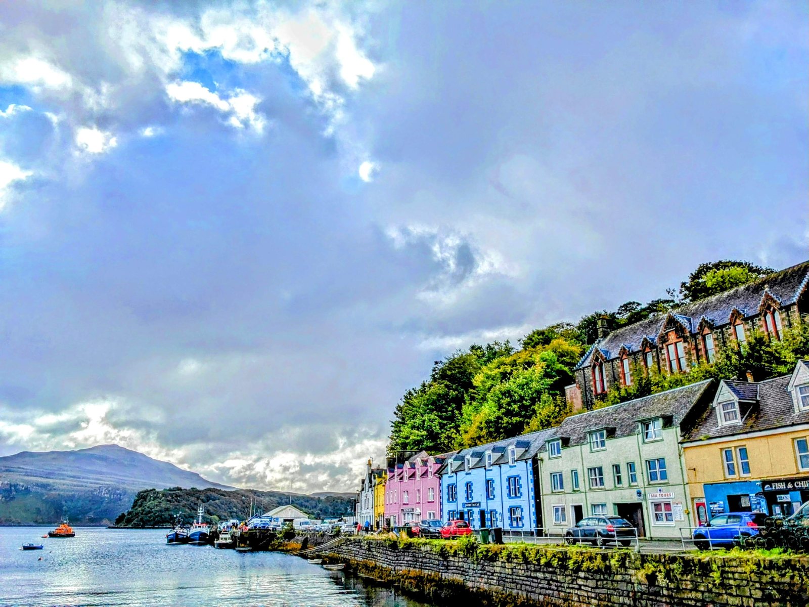 The colourful painted houses along Portree harbour front, Isle of Skye.