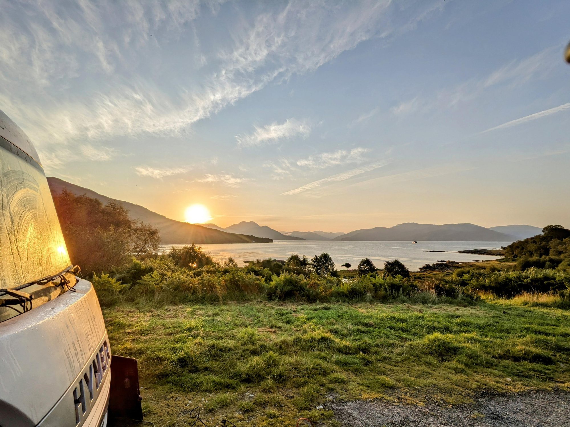 Sunset over the sea from the Sleat peninsula, Isle of Skye.