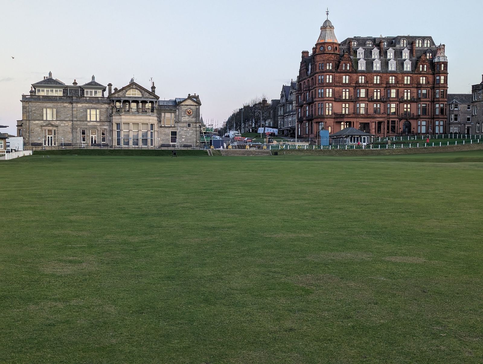 The R&A clubhouse and the Old Course at St Andrews, Fife