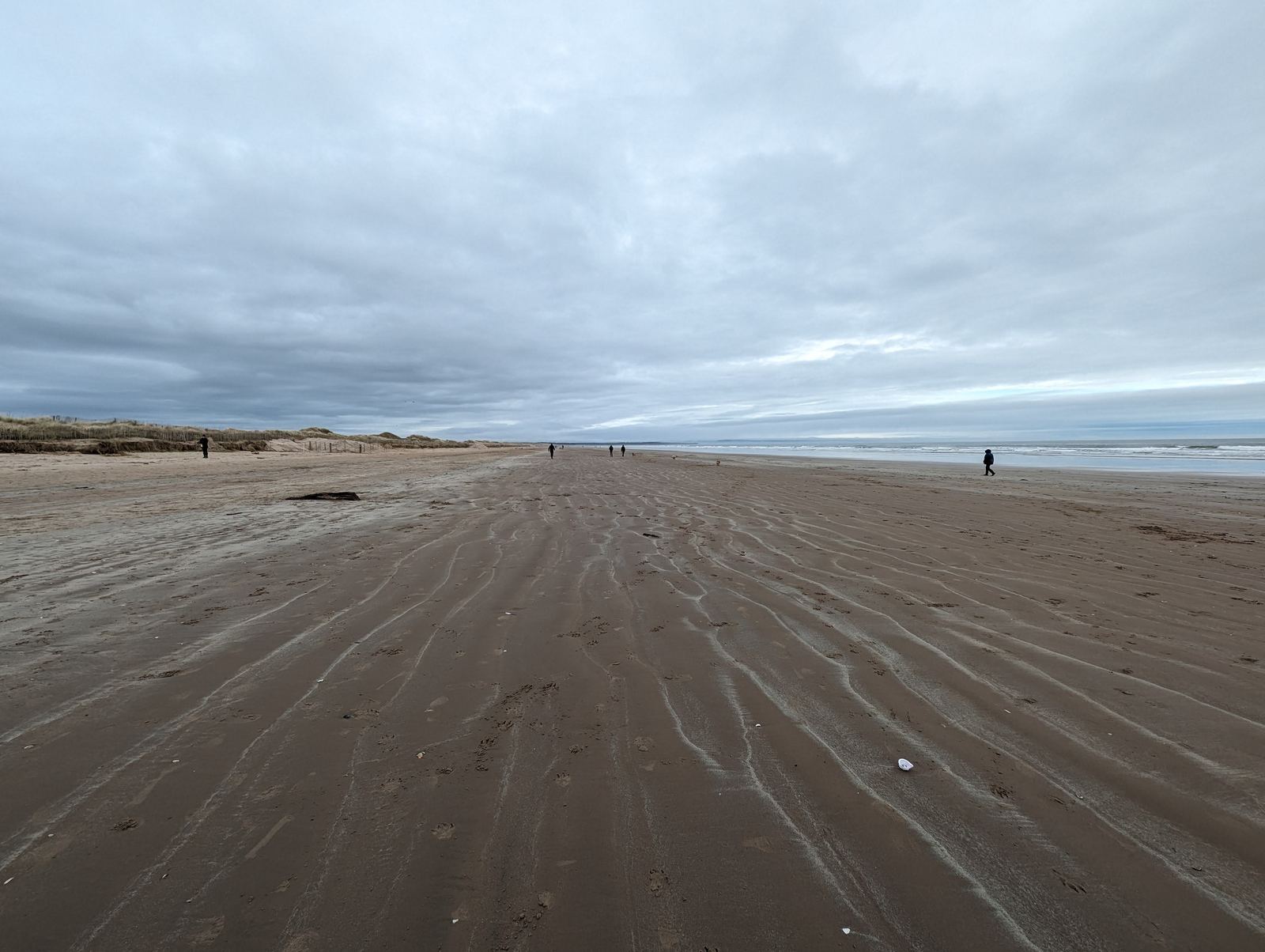 The vast West Sands beach at St Andrews at low tide, famous from Chariots of Fire.