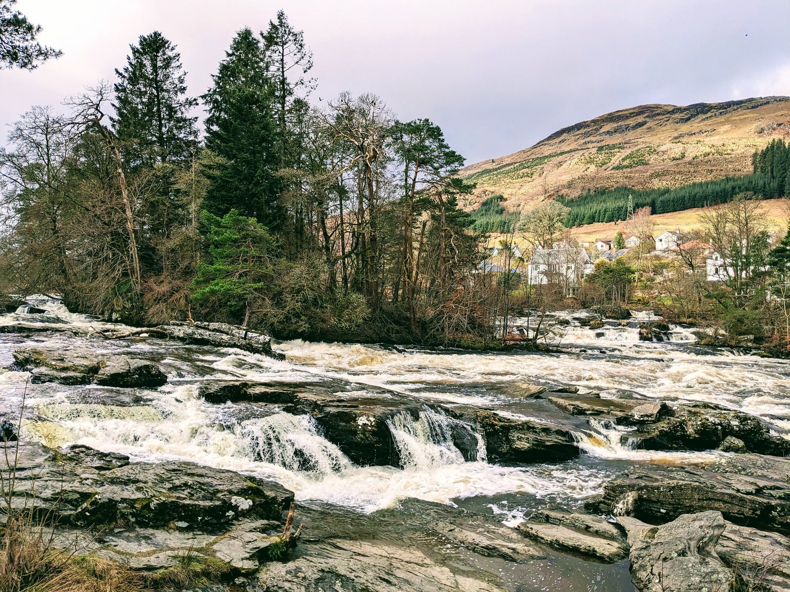 The Falls of Dochart at Killin beside St Fillan’s mill
