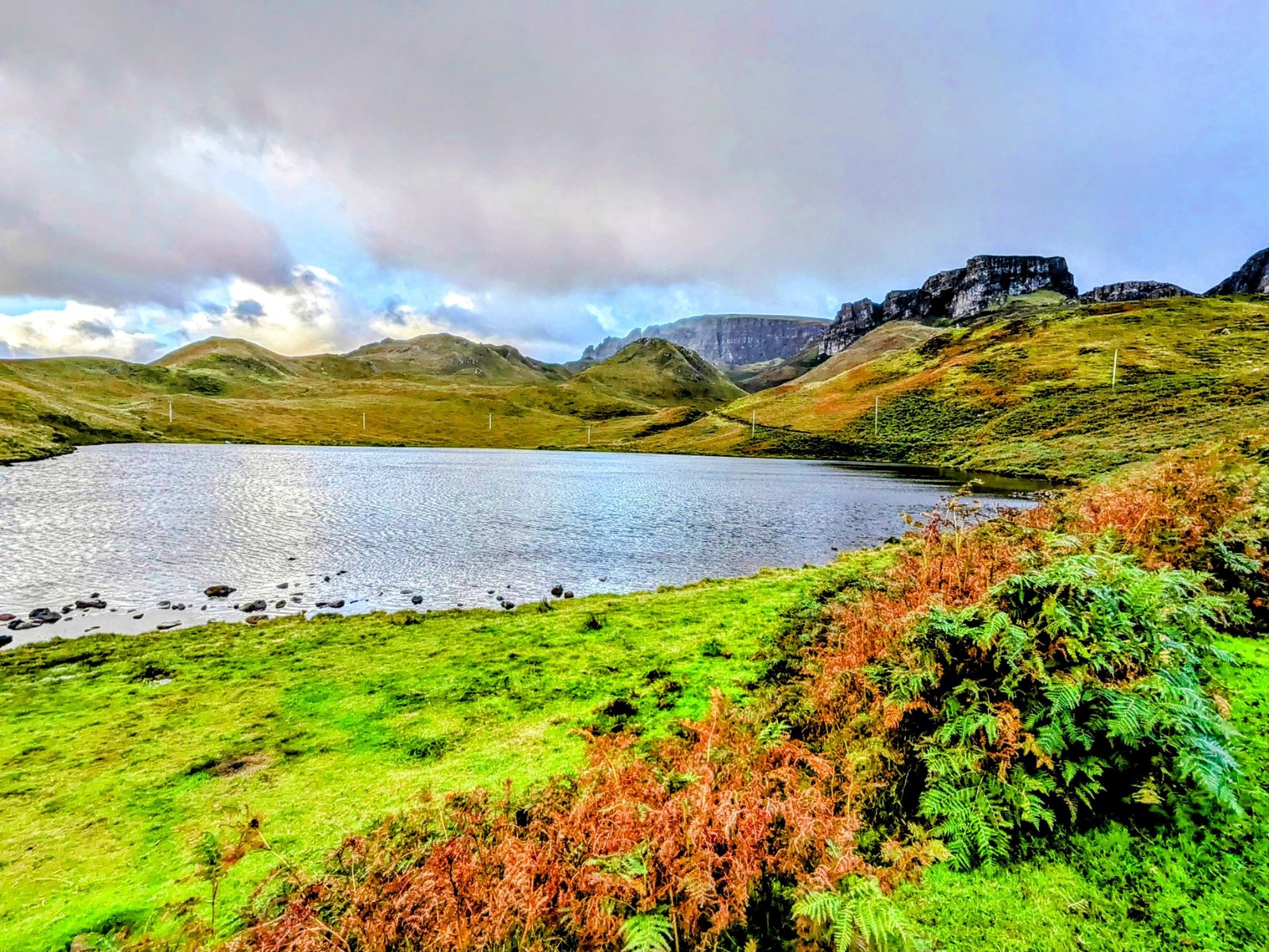 A moorland path leading towards the coast near Staffin.