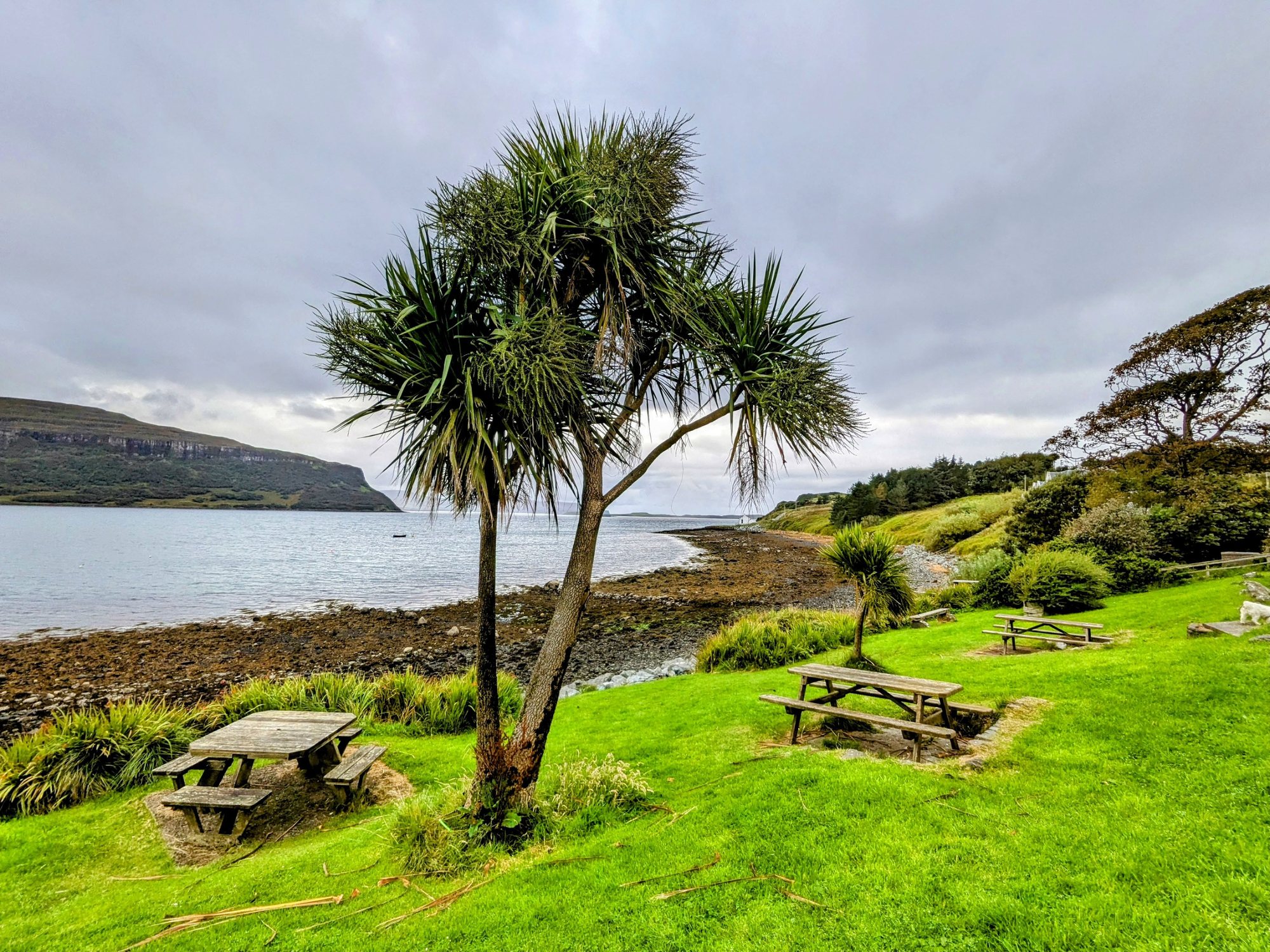 The row of white cottages at Stein along the shore of Loch Bay, Waternish, Skye.