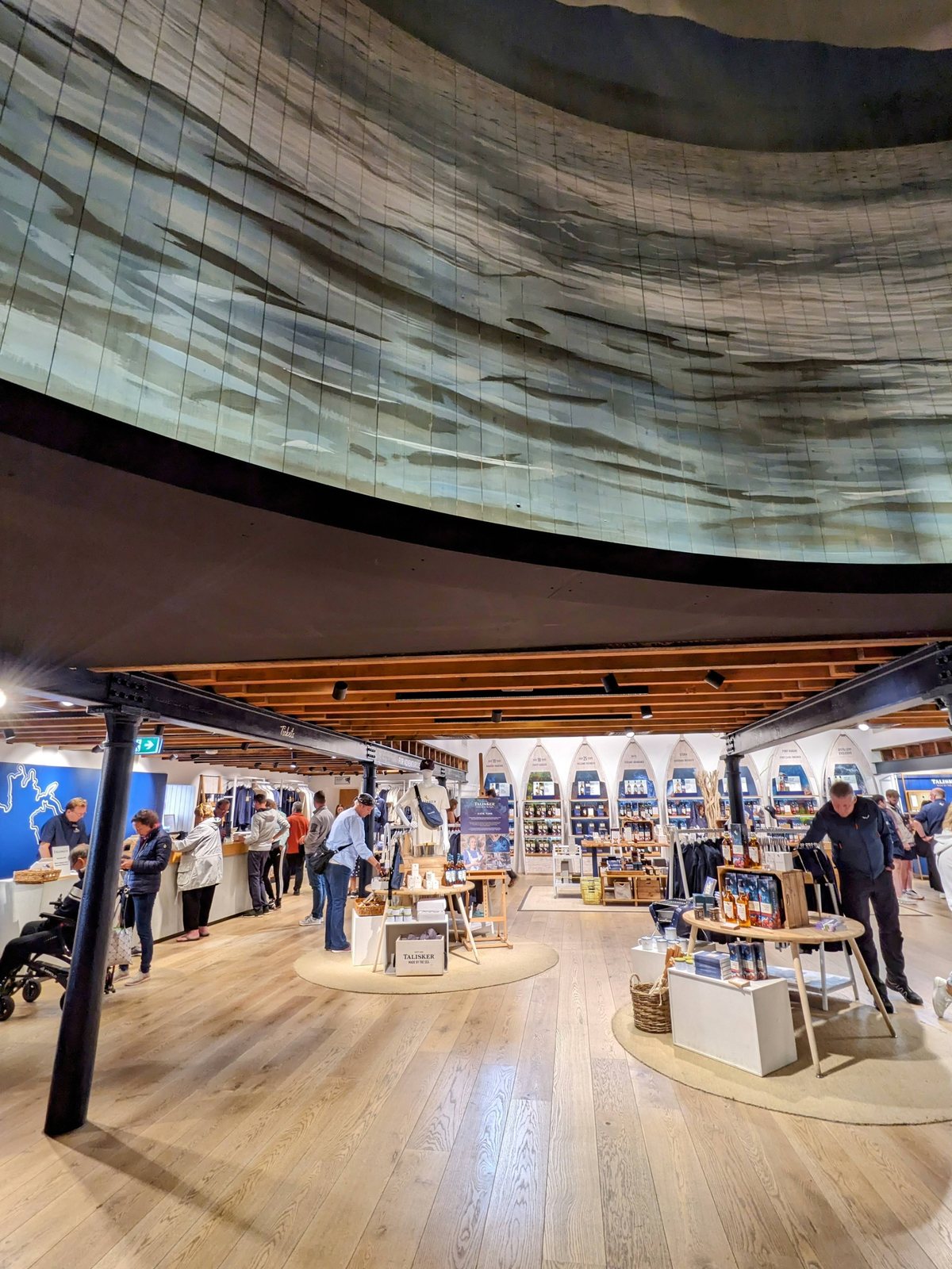 Inside the Talisker distillery shop and bar.
