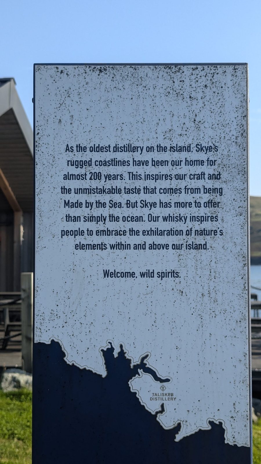 A plaque at Talisker quoting Robert Louis Stevenson.