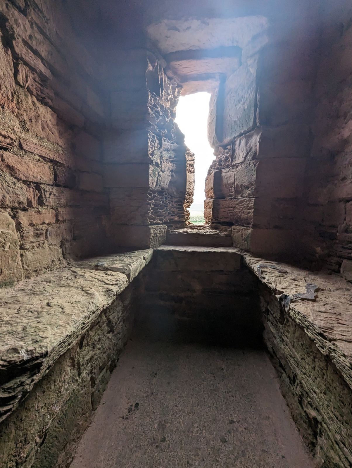 A vaulted interior chamber inside Tantallon Castle.